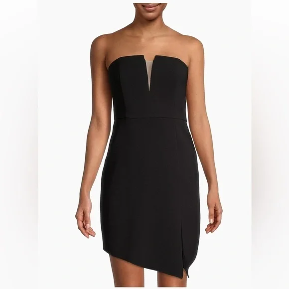NWT LIV FOSTER ASYMMETRIC HEM SHORT COCKTAIL AND PARTY DRESS BLACK SIZE 12 - Picture 3 of 12